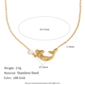 Detail of 18K gold-plated stainless steel mermaid pendant with pearl and size dimensions - Faux Pearl Mermaid Pendant Necklace - Gold