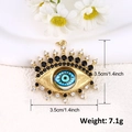 Detailed size view of a 3.5cm gold-plated evil eye pendant with blue zircon stones - A0260-Sunburst Evil Eye