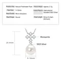 Round freshwater pearl pendant necklace in S925 silver with 9-10mm white pearl detail - Cross / K White Gold