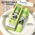 Goma de borrar retráctil tipo bolígrafo verde claro con lindo diseño de panda - Panda Travieso