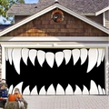 Halloween garage door decor set with white monster teeth stickers and welcome sign - 100cmx70cm / Monster Teeth Style(WS0102)