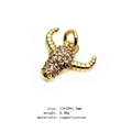 Golden bull head pendant charm with micro-paved zircon stones for jewelry making - Bull Head (10)