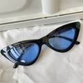 Retro black cat-eye sunglasses with light blue lenses for a vintage dopamine fashion look - Triangle Black Frame Blue Lens Retro