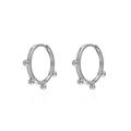Orecchini a cerchio minimalisti in argento sterling S925 con quattro piccole perline - Argento