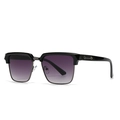 Classic square semi-rimless sunglasses with black frame and purple gradient lenses - Black Frame Double Gray (C2)