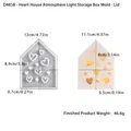 Molde de silicona para caja corazón con dimensiones y peso del producto terminado - Tapa de casa de corazón