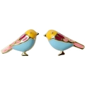 Colorful bird stud earrings with hand-painted enamel and gold plated bird jewelry - Gold