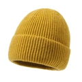 Classic bright yellow knitted beanie hat with warm texture for winter outdoor wear - Yellow