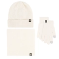Winter 3-piece knit set including cream white hat, scarf, and touch-screen gloves - HX350 Neck Gaiter Set Off-white