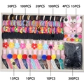 Kids' hair accessory gift set with pink bunny clips and 300pcs elastic hair bands - C226 (624-Piece OPP Set No Box)