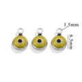 Ciondolo malocchio 6mm in acciaio inossidabile placcato oro 18K, giallo e argento - Foro Singolo / Acciaio - Giallo