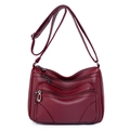 Borsa a tracolla vintage da donna in rosso vino, pelle martellata con tasche multiple - Stile 2 / Borgogna