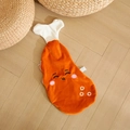 Cartoon chicken leg plush pillow shell in bright orange with cute smiling embroidery - 50cm / Winking Style Shell