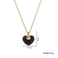 Gouden hartvormige hanger ketting met zwart emaille en diamant afmetingen details - Zwart (8955)