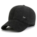 Dark grey fleece-lined baseball cap with textured fabric and Best 2023 metal badge - Letter Label / Letter Label Black