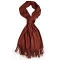 Écharpe marron rouge foncé aspect cachemire avec franges pour la chaleur hivernale - 70*200cm / Brun Rougeâtre