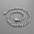 10mm silver stainless steel NK chain necklace with round CNC crystal paved clasp - 20cm Bracelet / Steel (Smooth Clasp)