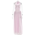 Rosa Neckholder-Maxikleid mit Falten, Korsett-Taille und transparentem Tüllrock-Detail - S / Rosa