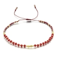 Böhmisches Kristallperlenarmband mit roten und goldenen Steinen und verstellbarer Kordel - Rot