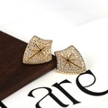 Chic gold-plated starburst stud earrings with micro-pave cubic zirconia crystals - Style 6