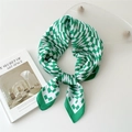 Foulard di seta a scacchi verdi e bianchi per capelli o decorazione di borse - Reticolo Intrecciato Verde Scuro
