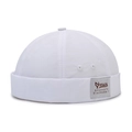 Gorro docker de algodón blanco minimalista con parche elegante y diseño sin ala - Ajustable / Blanco