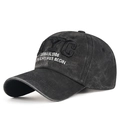 Casquette de baseball vintage grise délavée en coton avec broderie NYC et effet usé - Noir / Réglable