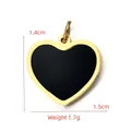 Golden heart pendant with black enamel inlay, 1.4cm x 1.5cm DIY jewelry accessory - BXGPJ114-Black Gold Heart Pendant
