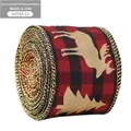 Ruban Noël de 6,3cm avec carreaux rouge noir et motifs d'élans dorés élégants - 6.3cm / Élan Doré à Carreaux Rouge et Noir