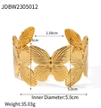 Bracciale rigido in acciaio inossidabile dorato con farfalle dimensionali di varie misure - JDBW2305012-Bracciale a Farfalla Dorato