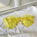 Oversized rimless sunglasses with transparent lemon yellow lenses for a trendy street look - One-piece Oval Orange