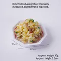 Miniature fried rice food model keychain in white hexagonal bowl with size dimensions - Shredded Pork Fried Rice - Octagonal Bowl - No Keychain