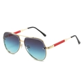 Occhiali da sole aviator dorati con lenti sfumate blu-verdi e aste tricolore - Sfumatura da Grigio a Verde