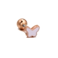 Rose gold butterfly stud earring with white enamel inlay and secure screw back closure - Rose Gold Enamel Butterfly