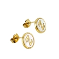 18K gold plated stainless steel stud earrings with white shell and letter Z design - Letter Z / Gold