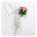 Handmade pink rose pipe cleaner bouquet in elegant gift bag for Valentine Day gift - Finished with Wrapping and Gift Bag-Mixed Colors
