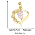 Detail showing dimensions of gold heart pendant with teardrop zircon and copper material - Style 21 (Gold Pear Zircon Heart)