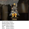 Gold Christmas tree static window cling with Merry Christmas lettering for holiday decor - Small [40*65CM] / Gold/White