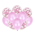 Detail of pink latex balloons and transparent balloons with shimmering pink confetti - Pink Pearl Sequin Style