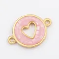 DIY gold-plated crown heart jewelry connector with pink mosaic and zirconia - M589520-Pink
