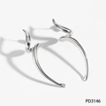 Minimalist silver claw-shaped stainless steel earrings with sleek polished finish - Silver Earrings (PD3146)