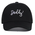 Black cotton mesh trucker hat with Daddy embroidery and breathable back panels - Black