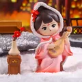 Miniature Wang Zhaojun figurine in pink winter dress with pipa for desk decor - Wang Zhaojun Pipa Playing Figurine