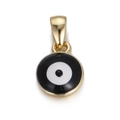 Lucky Evil Eye pendant in gold-plated copper and enamel for DIY jewelry making - Black White Evil Eye Pendant