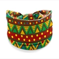 Elastic wide headband with colorful African geometric print and bohemian knot detail - Style 65