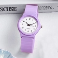 Minimalist quartz watch featuring a purple silicone strap and round white digital dial - Purple
