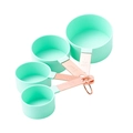 Mint green and copper measuring cup set with 1 cup to 1/4 cup engraved capacities - Measuring Cups (4Pcs Set) / Green