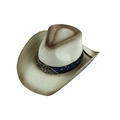 Cappello da cowboy in paglia bianco sporco con fascia USA e stemma aquila d'argento - 58cm / Bianco Sporco con Distintivo USA Ali d'Aquila
