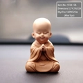 Miniature praying monk car ornament in yellow robe, 5.5x4.5x6.5cm ceramic dashboard decor - 1034-15A Mini Praying Monk
