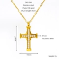 Collana a croce in acciaio inossidabile placcato oro 18K con zirconi e catena da 45cm - 45cm (SKU-544) / Oro